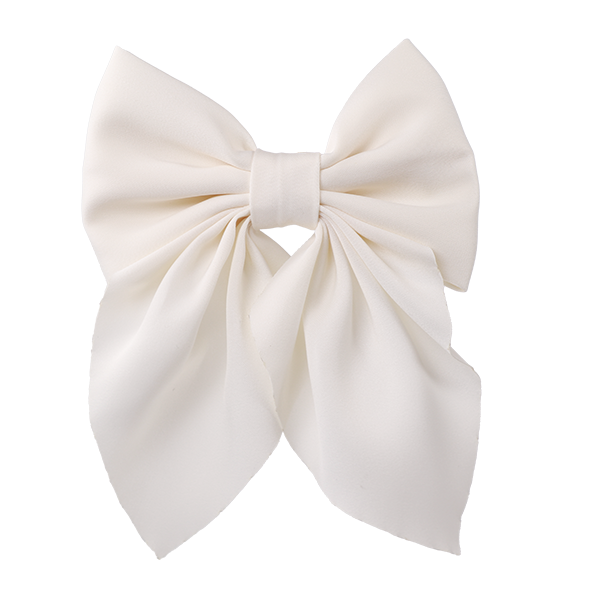Short Bow Hair Clip, Cream