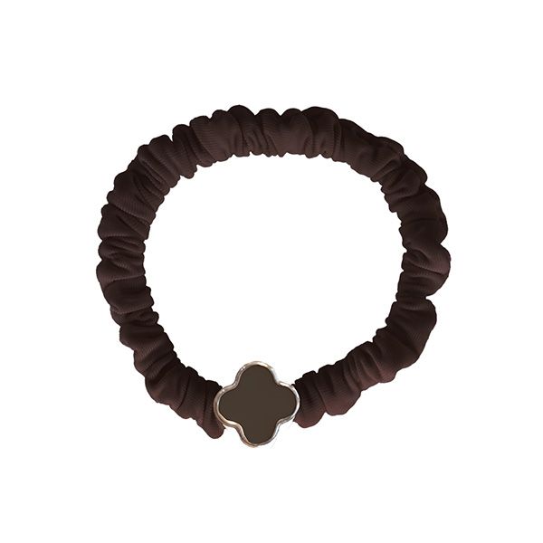 Flower Charm Hair Tie, Brown