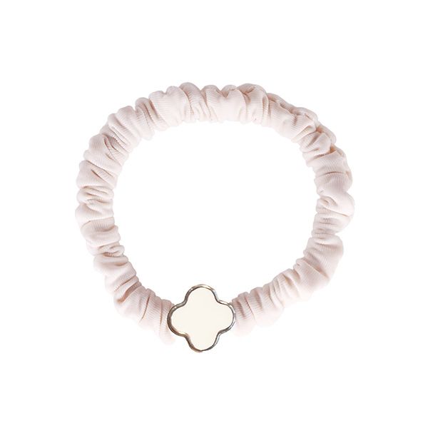 Flower Charm Hair Tie, White