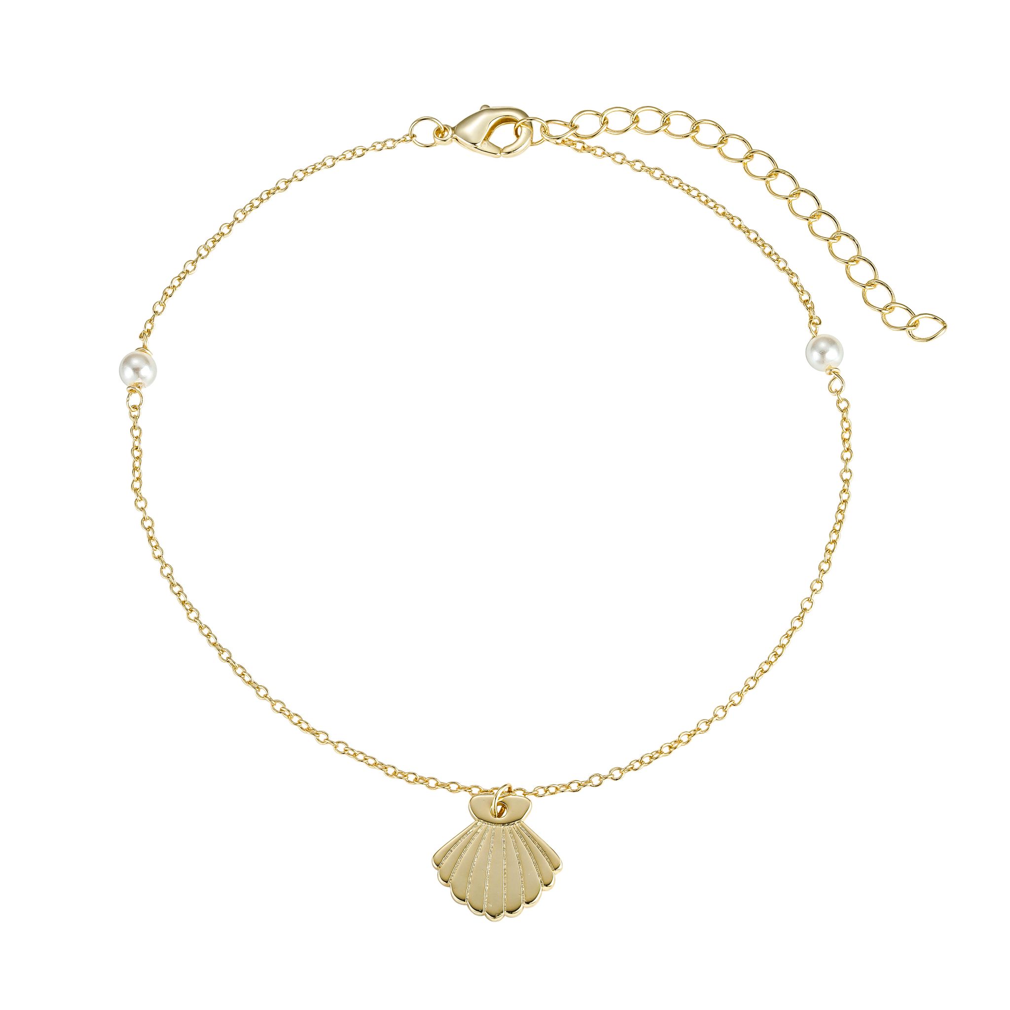 Pearly Shell Anklet, Gold