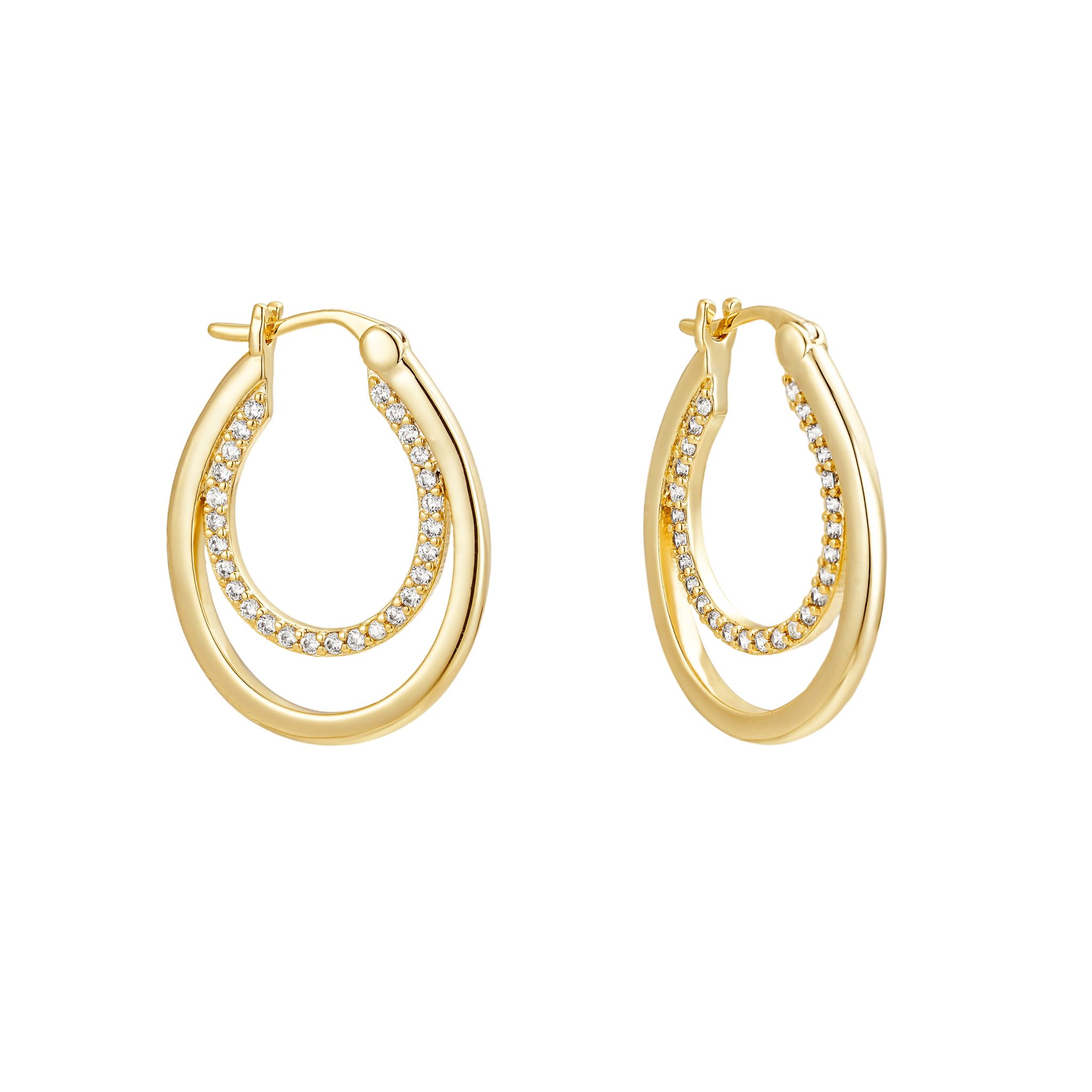 Double Trouble Huggie Hoops, Gold