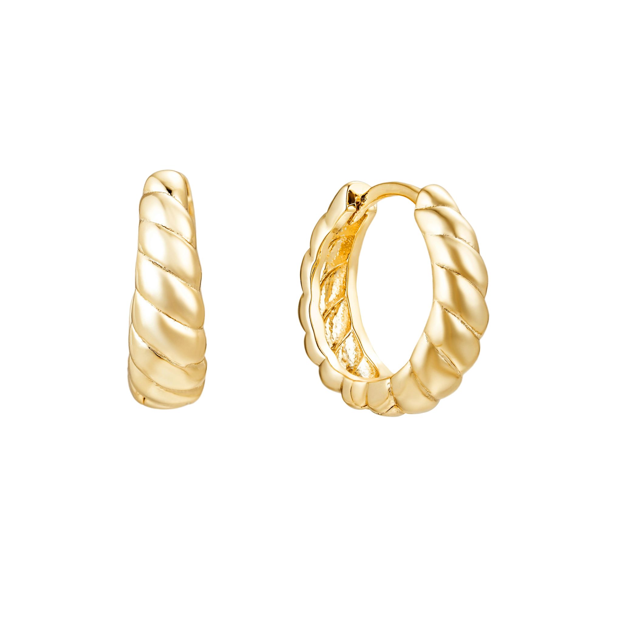 Chunky Twist Huggie Hoops, Gold