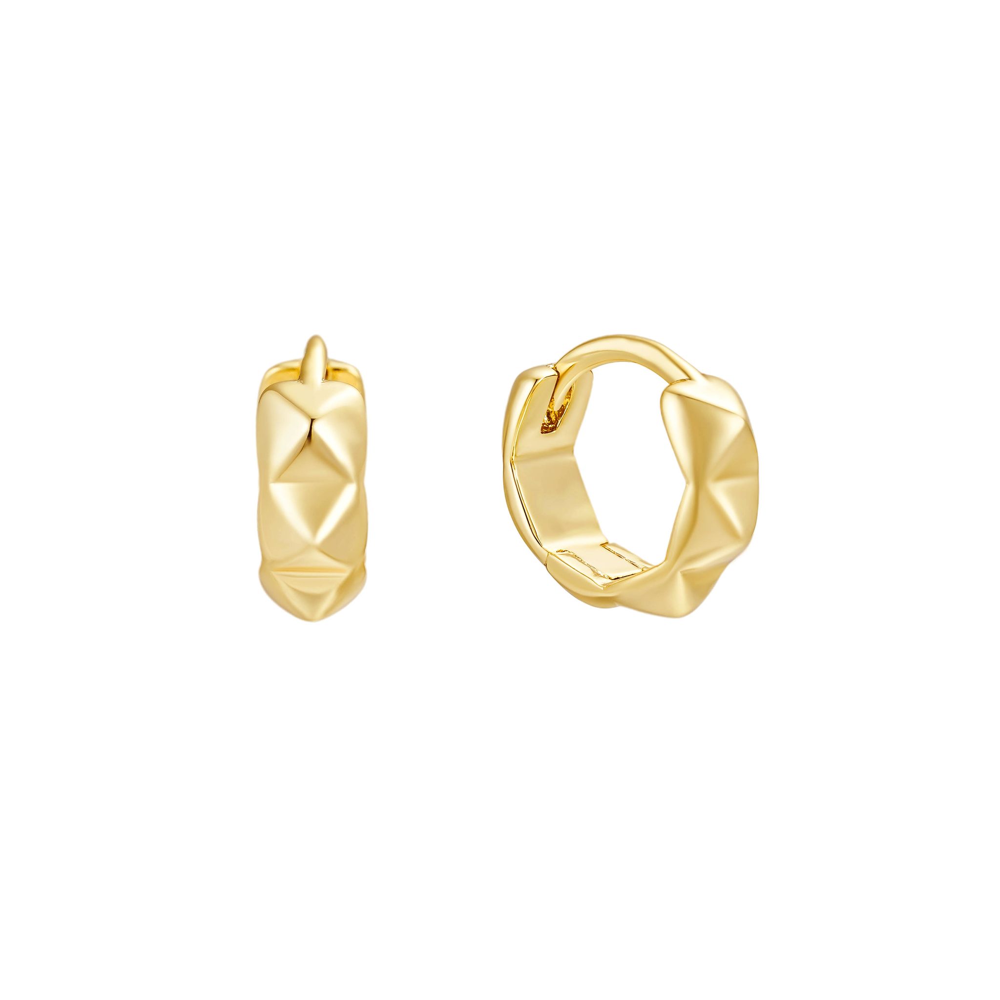 Geometric Huggie Hoops, Gold