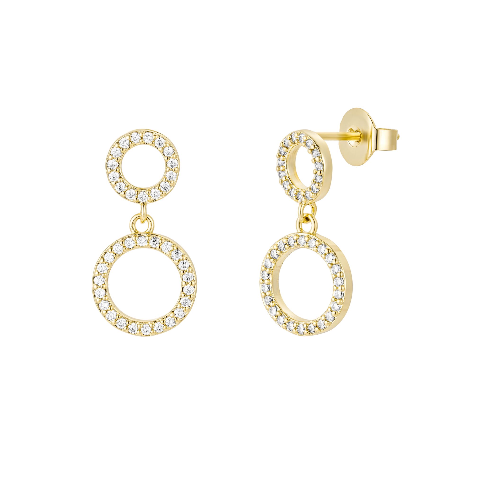 Circle Drop Earrings, Gold