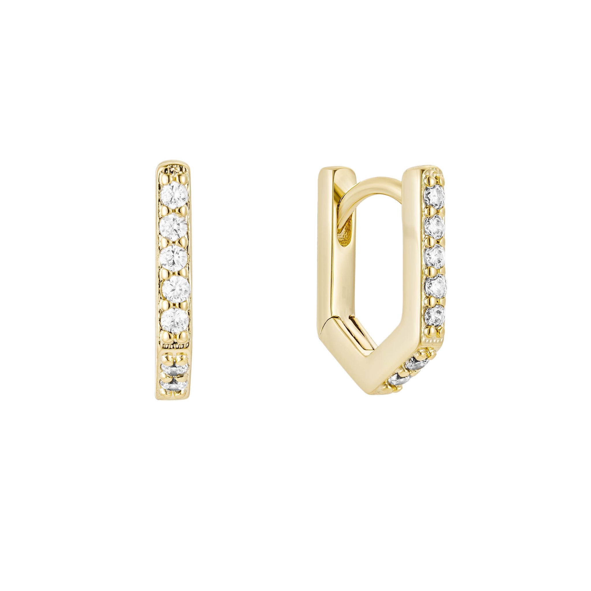 Geometric Glimmer Huggie Hoops, Gold
