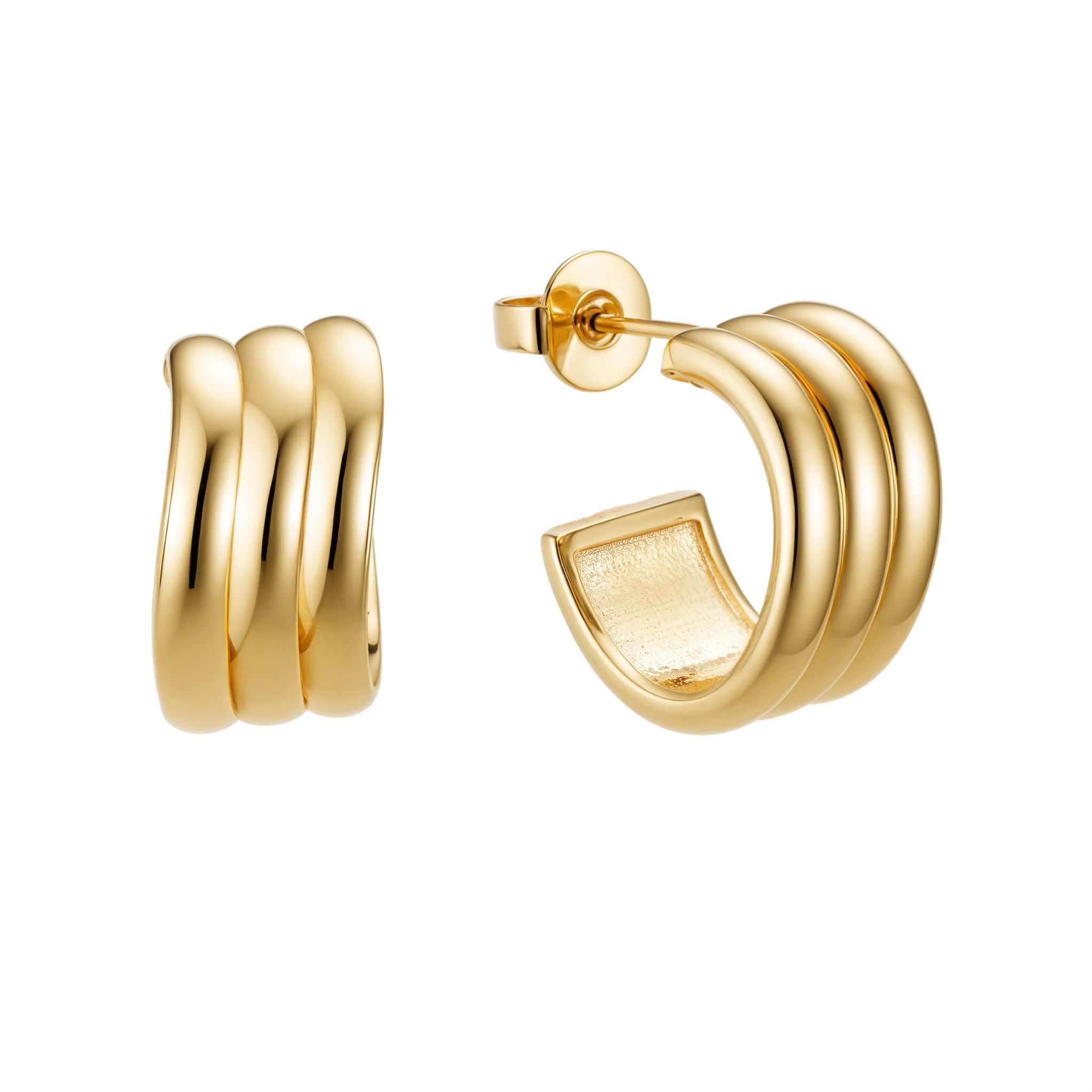 Curved Earrings, Gold