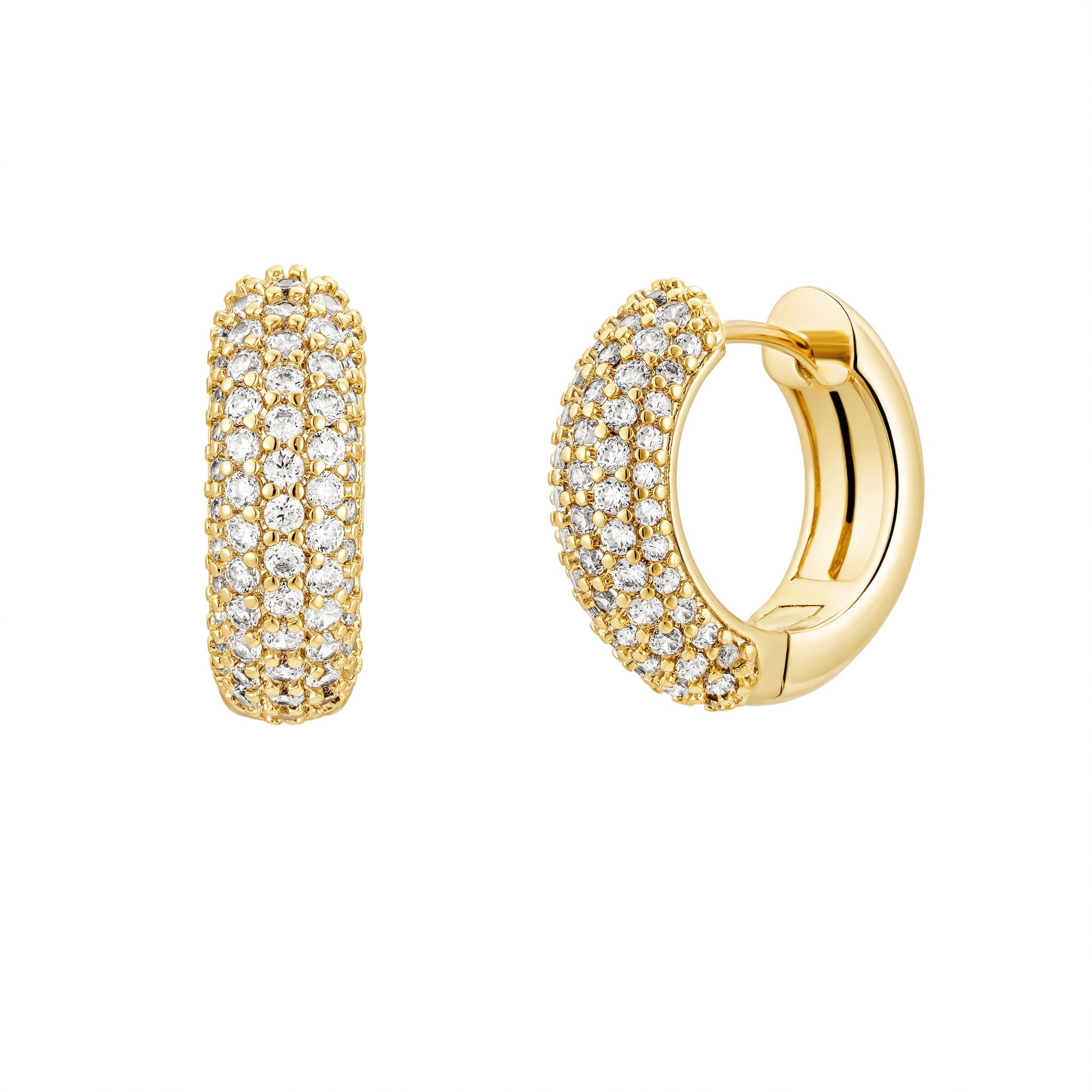 Bold Bling Huggie Hoops, Gold