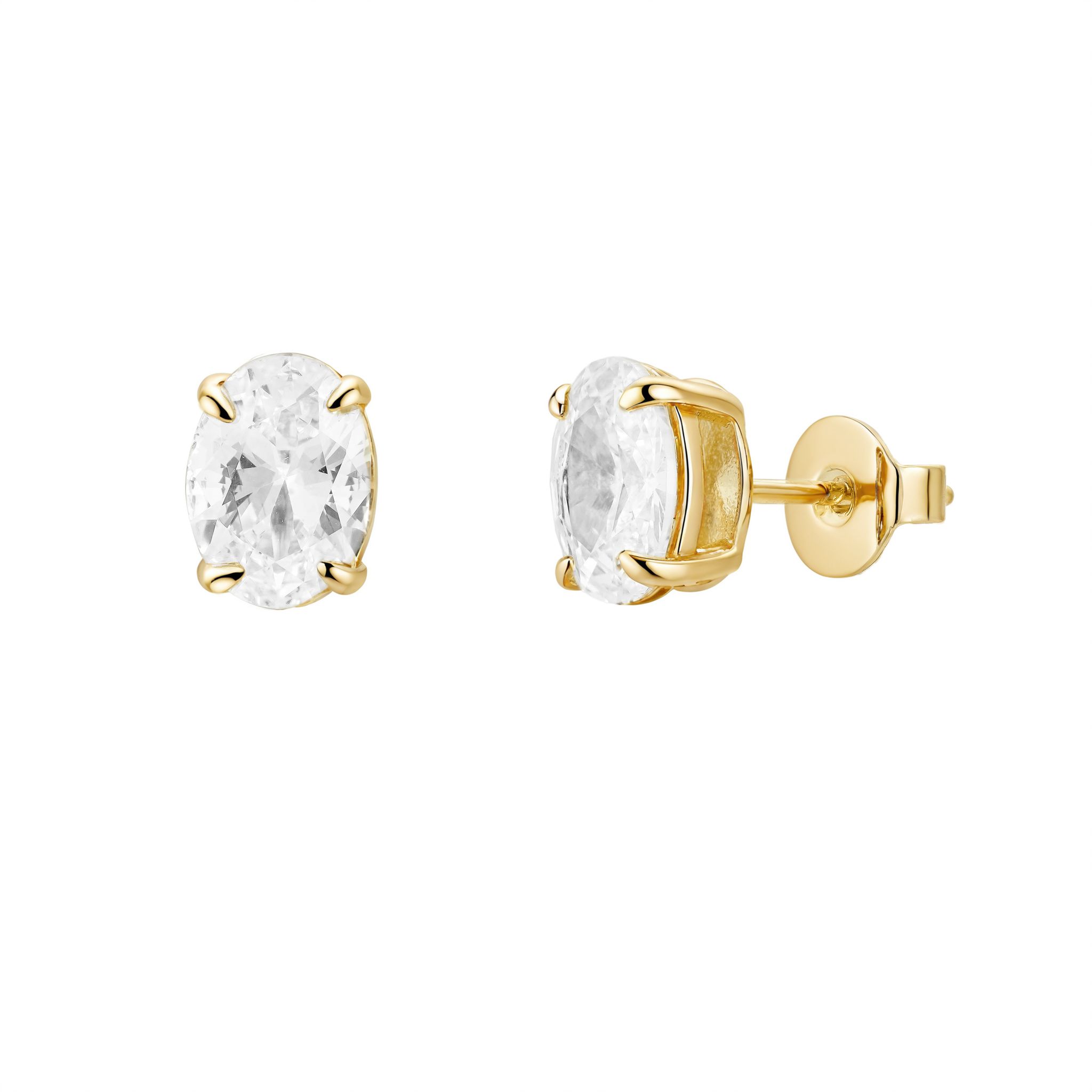 Oval Stud Earrings, Gold