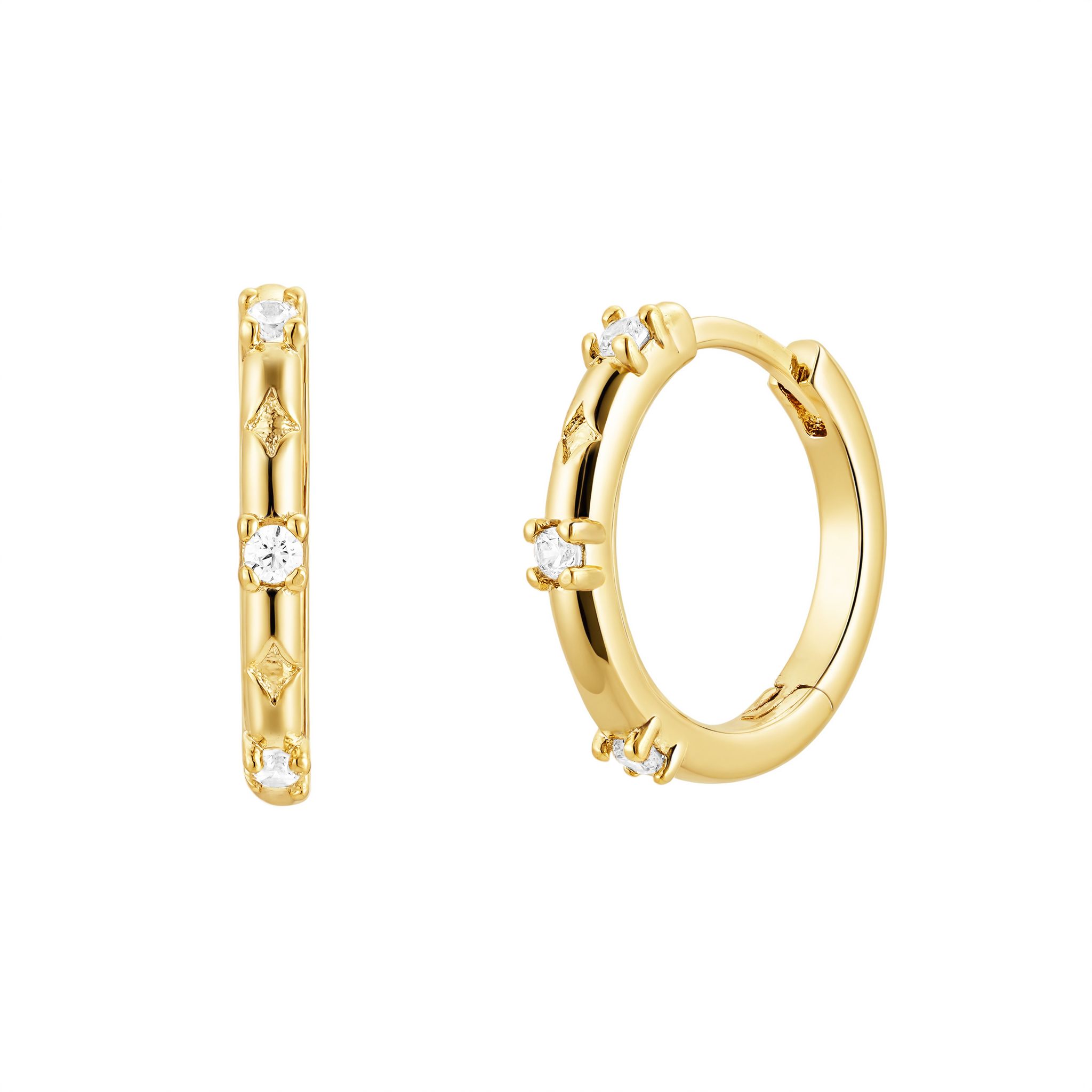 Basic Sparkle Huggie Hoops, Gold