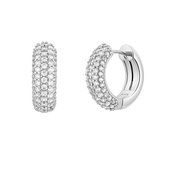 Bold Bling Huggie Hoops, Silver