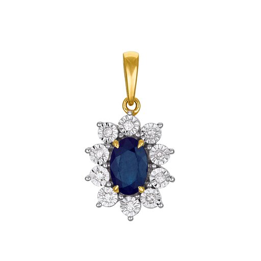 Diamanthänge i 18K guld med en safir Diamanthänge i 18K guld med en safir