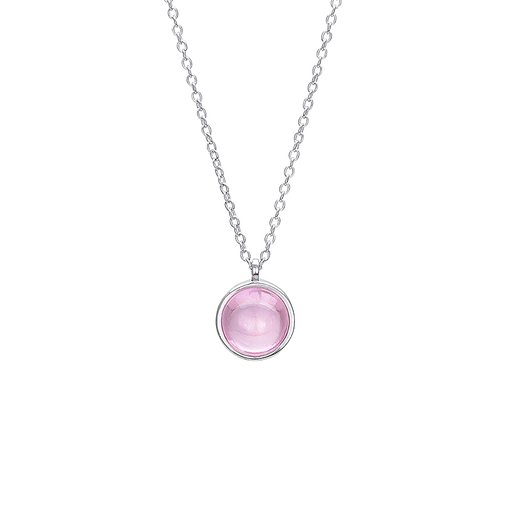 Halsband i äkta silver med en rosa sten