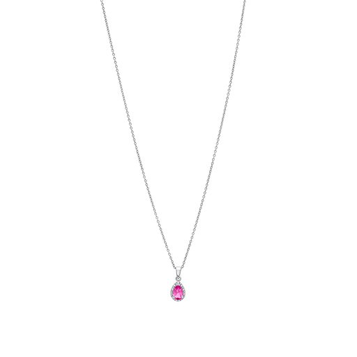 Halsband i äkta silver med rosa droppe