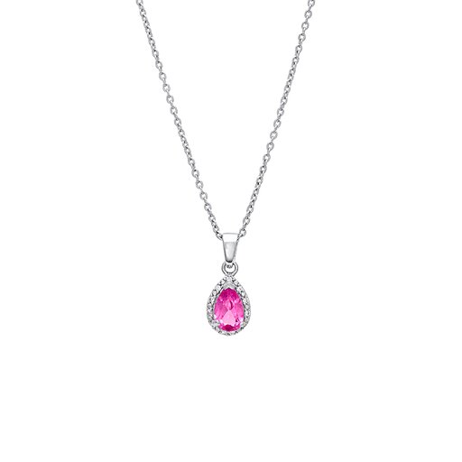 Halsband i äkta silver med rosa droppe