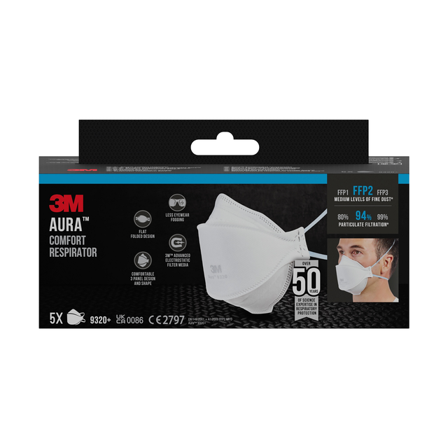 ANDNINGSSKYDD AURA 9320D+ FFP2 5-pack