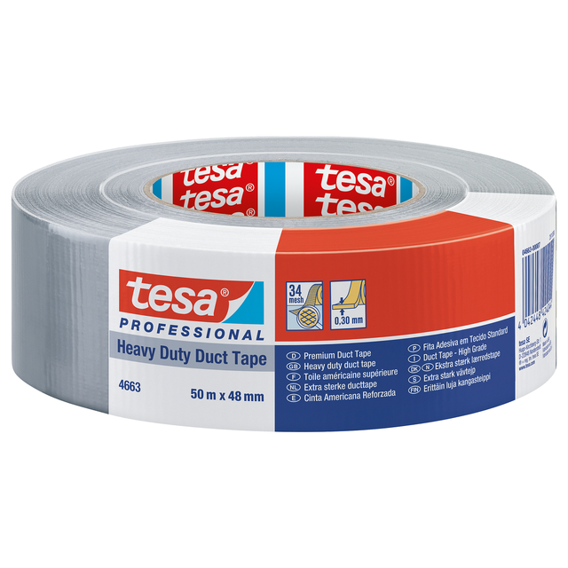 Heavy duty silver/vävtejp 300μ, 4663
