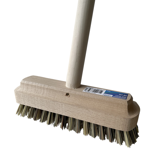 Skurborste trä hård 20 cm med skaft