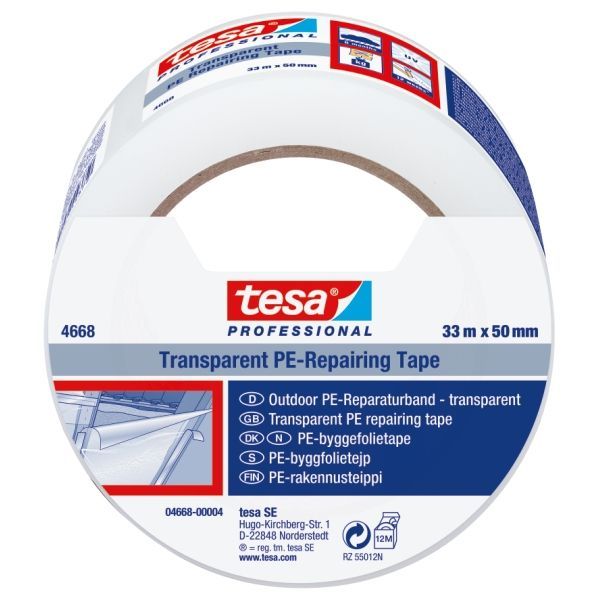 Transparent PE-byggfolie/reparationstejp, 4668