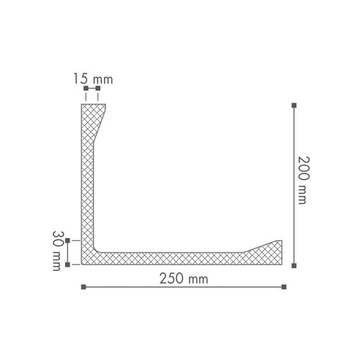 Hörnmodul L2 PU 200 x 250 x 2000 mm