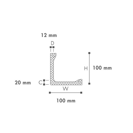 Hörnmodul L4 PU 100 x 100 x 2000 mm