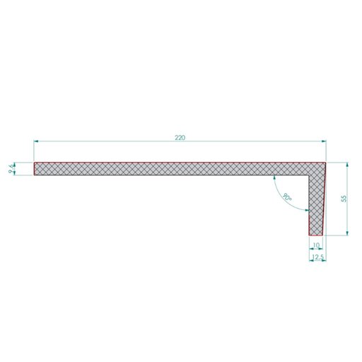 Smygplatta WS1 HDPS 55 x 220 x 2400 mm