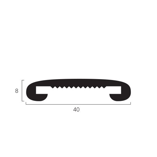 Ledstångsprofil Svart 40 mm