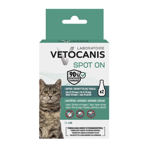 Vetocanis Anti-parasit Spot on Kat 4 x 1,2 ml Vetocanis Anti-parasit Spot on Kat 4 x 1,2 ml Ingen farve