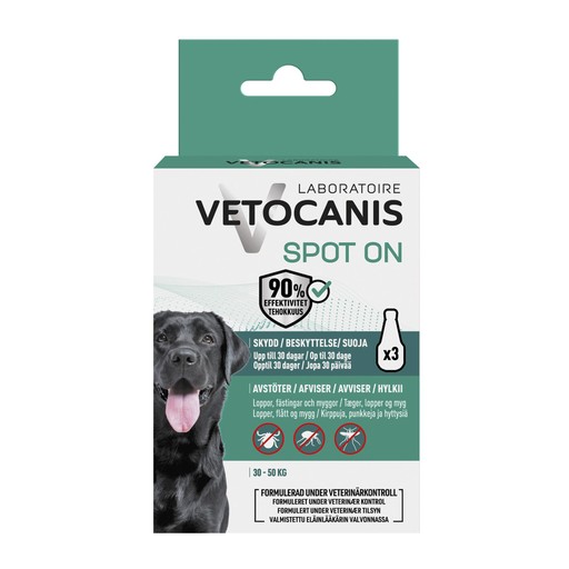 Vetocanis Anti-parasit Spot on Hund L 3 x 3 ml Vetocanis Anti-parasit Spot on Hund L 3 x 3 ml Ingen farve