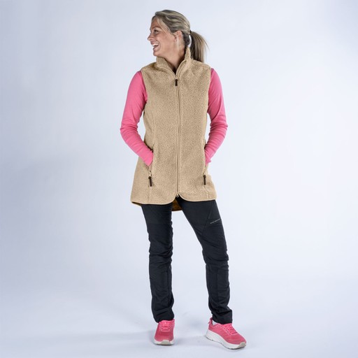 Damen Fleeceweste Lang Damen Fleeceweste Lang Beige