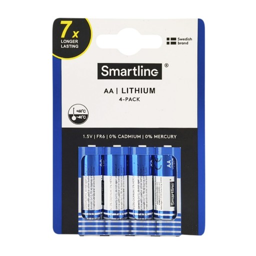 Smartline Lithiumbatteri AA/FR6 4-pak Ingen farve
