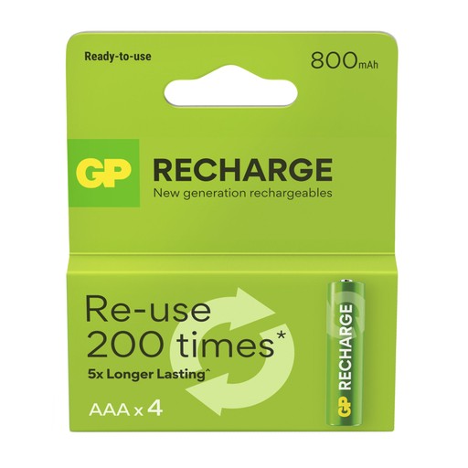 GP Recharge AAA 800mAh, 4-pack Ingen farve