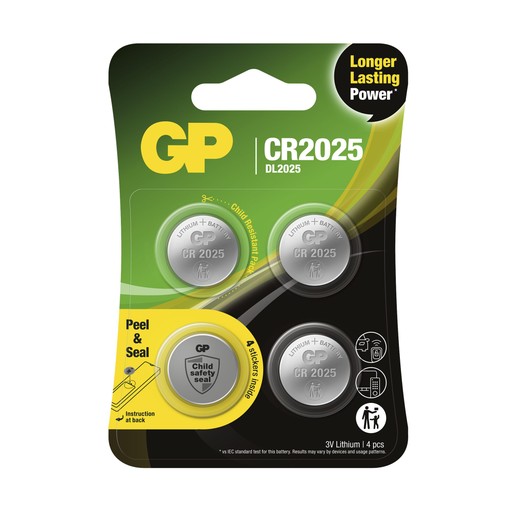 GP CR2025 Coin Battery Lithium 4-pack Ei väriä