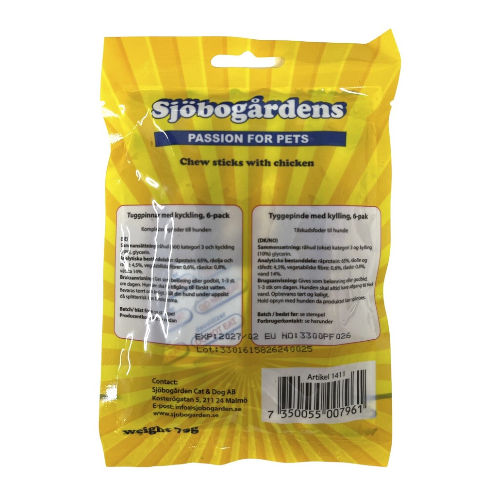 Sjöbogårdens Tuggpinnar Kyckling 6-pack Sjöbogårdens Tuggpinnar Kyckling 6-pack