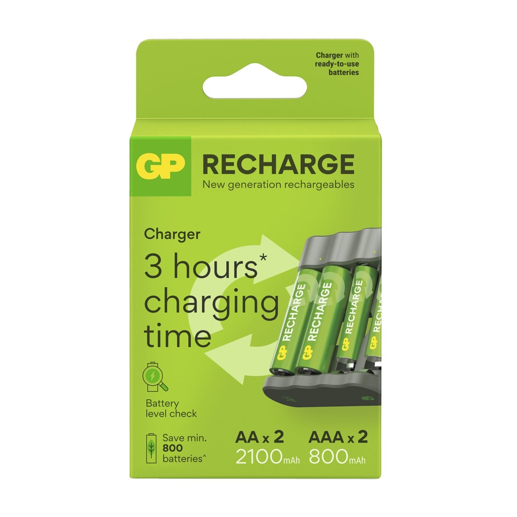 GP Recharge Batteriladdare, inkl 2AA & 2AAA