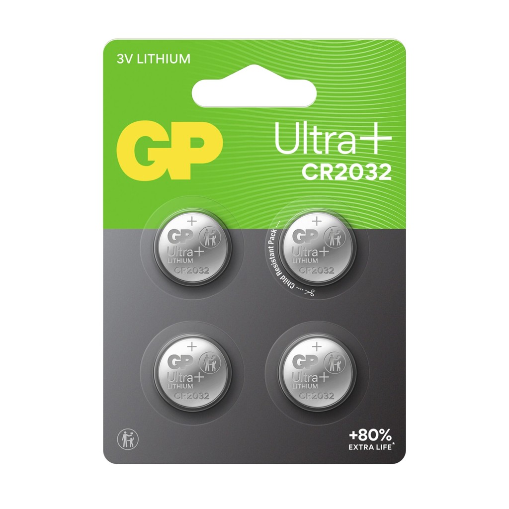 GP CR2032 Ultra Plus Lithium knappcell 4-pack