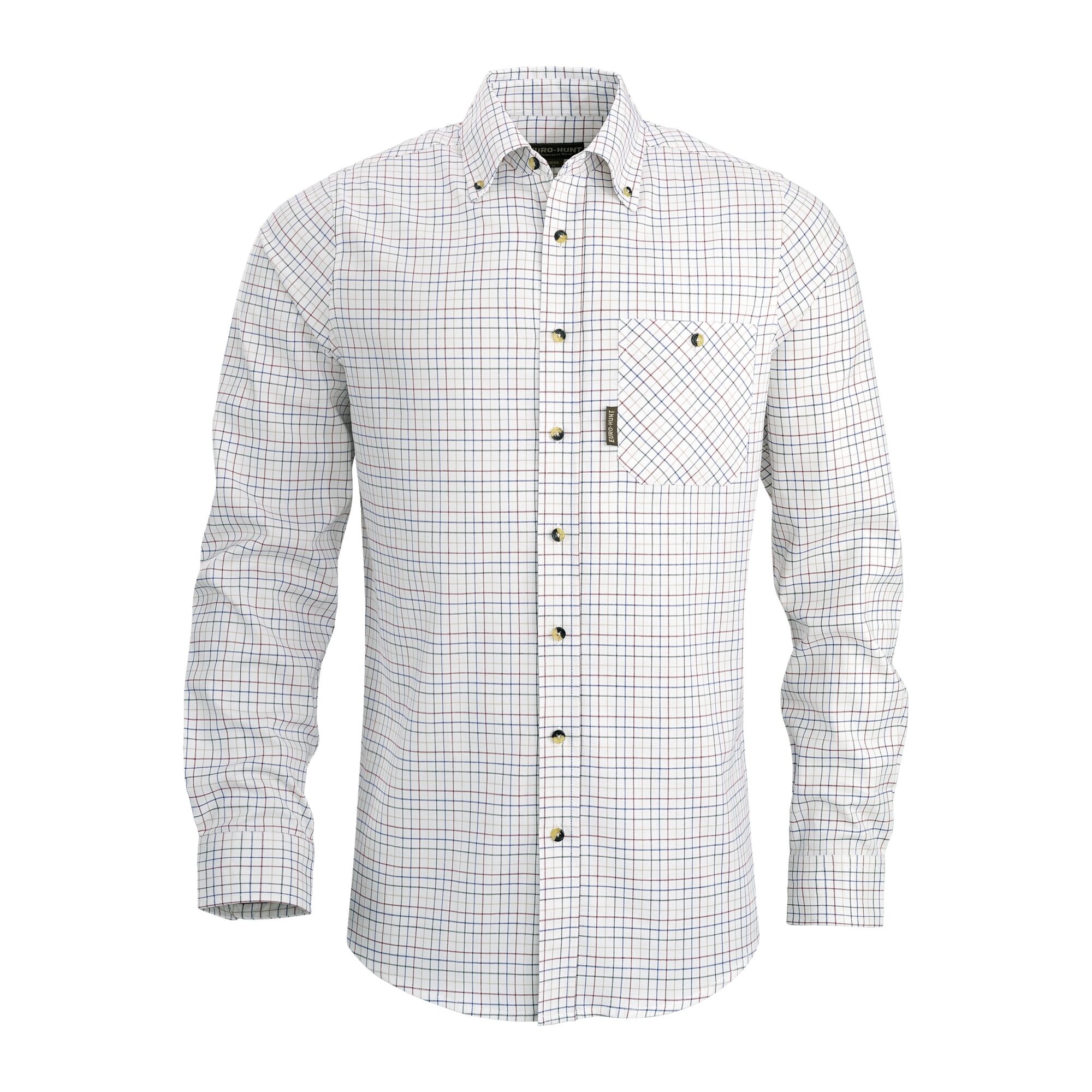 Herren Tattersall-Hemd Glasgow Slim-Fit, Weiß , L