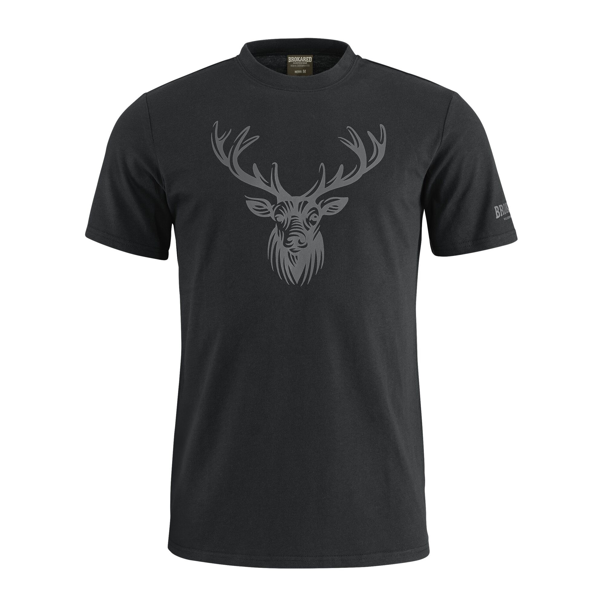 Herren T-Shirt Hirsch, Schwarz, 3XL