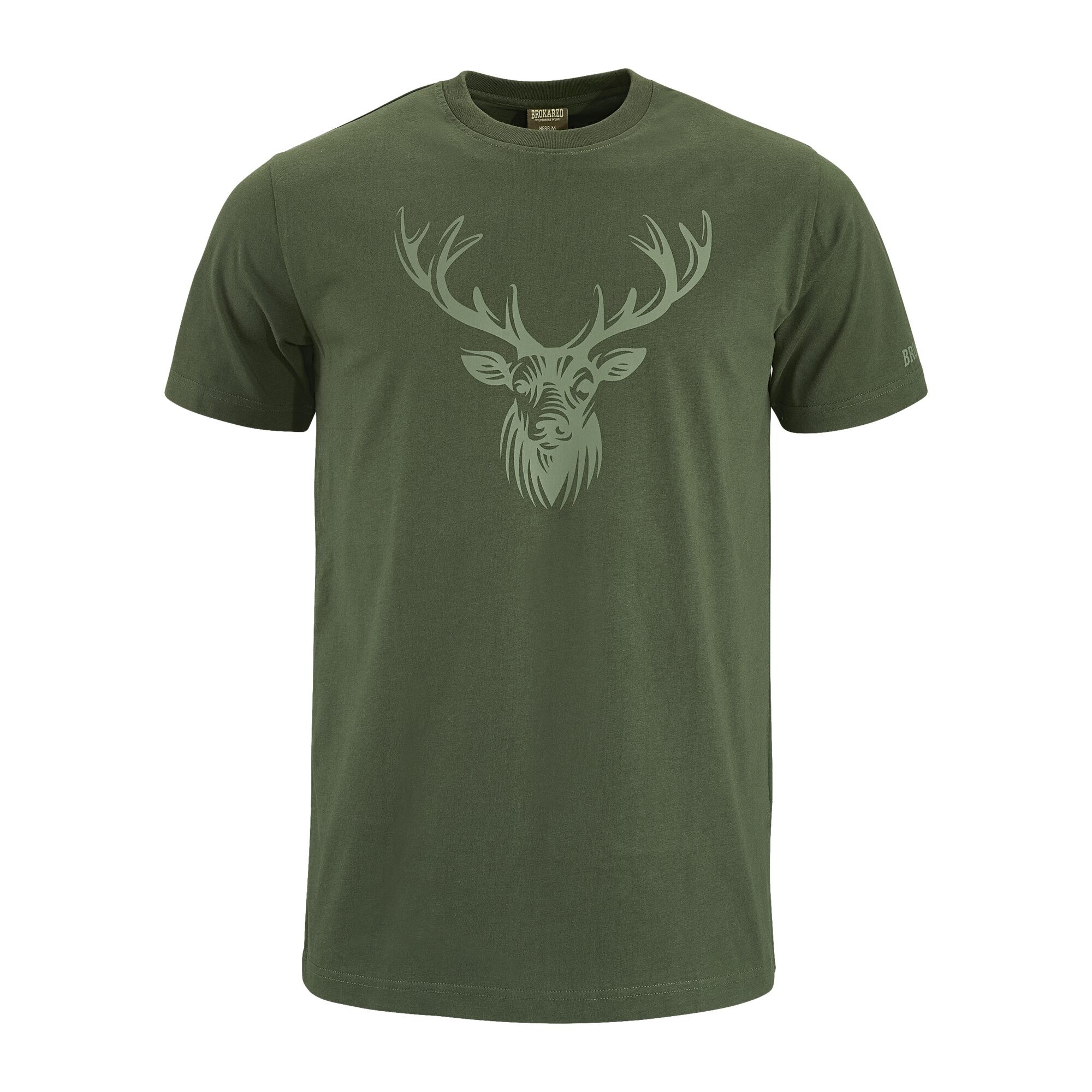 Herren T-Shirt Hirsch, Dunkelgrün, L