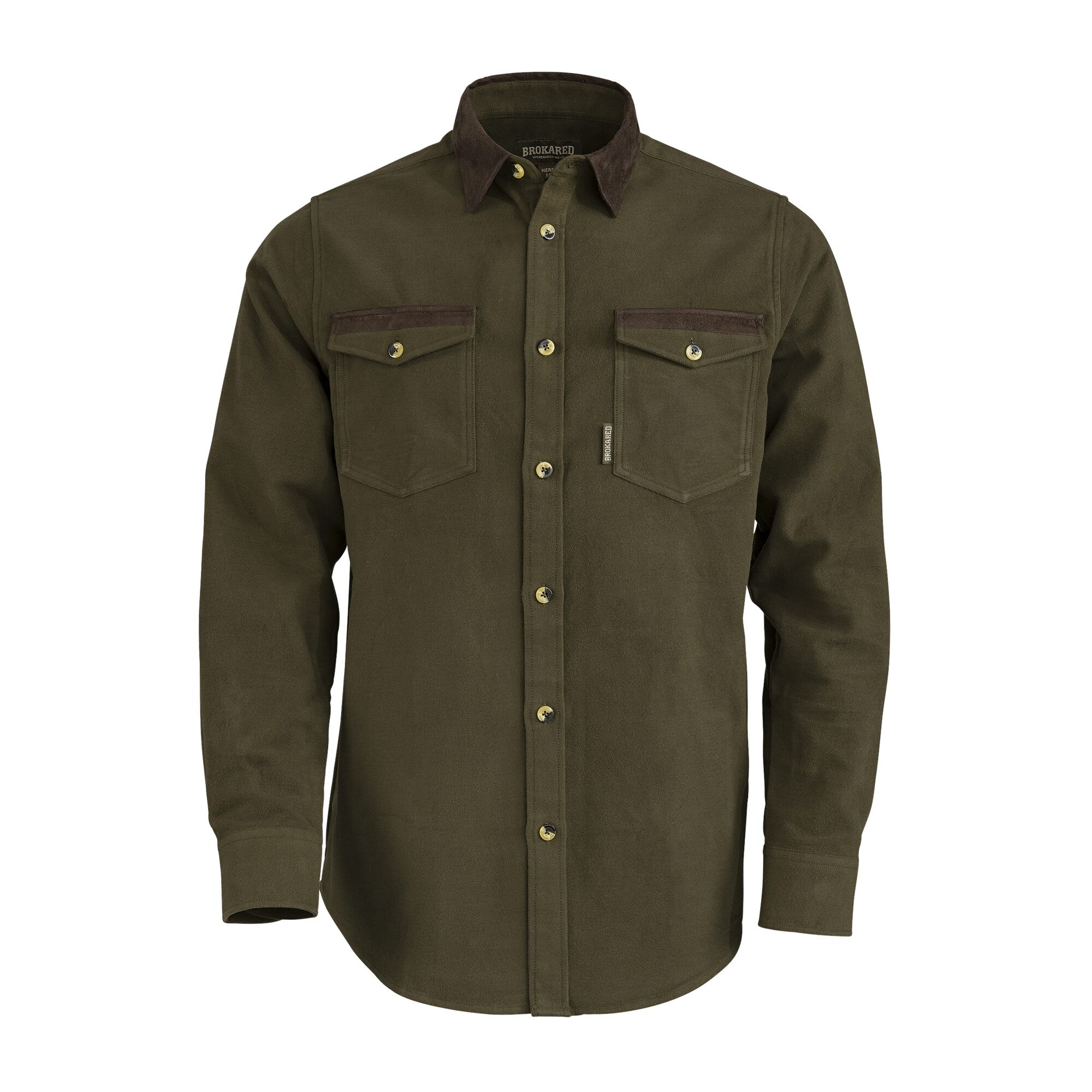 Herren Moleskin-Hemd, Grün, 3XL