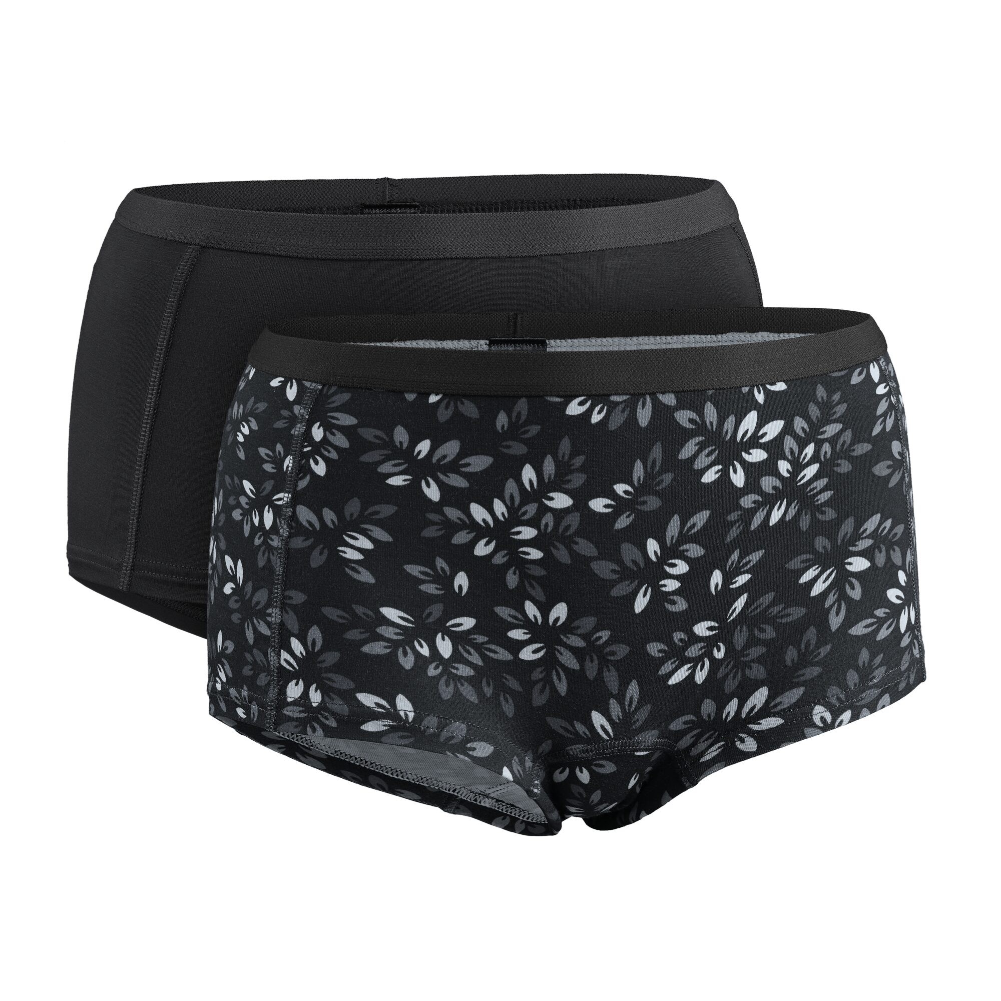 Damen Boxershorts Bambus 2er-Pack, Schwarz, L