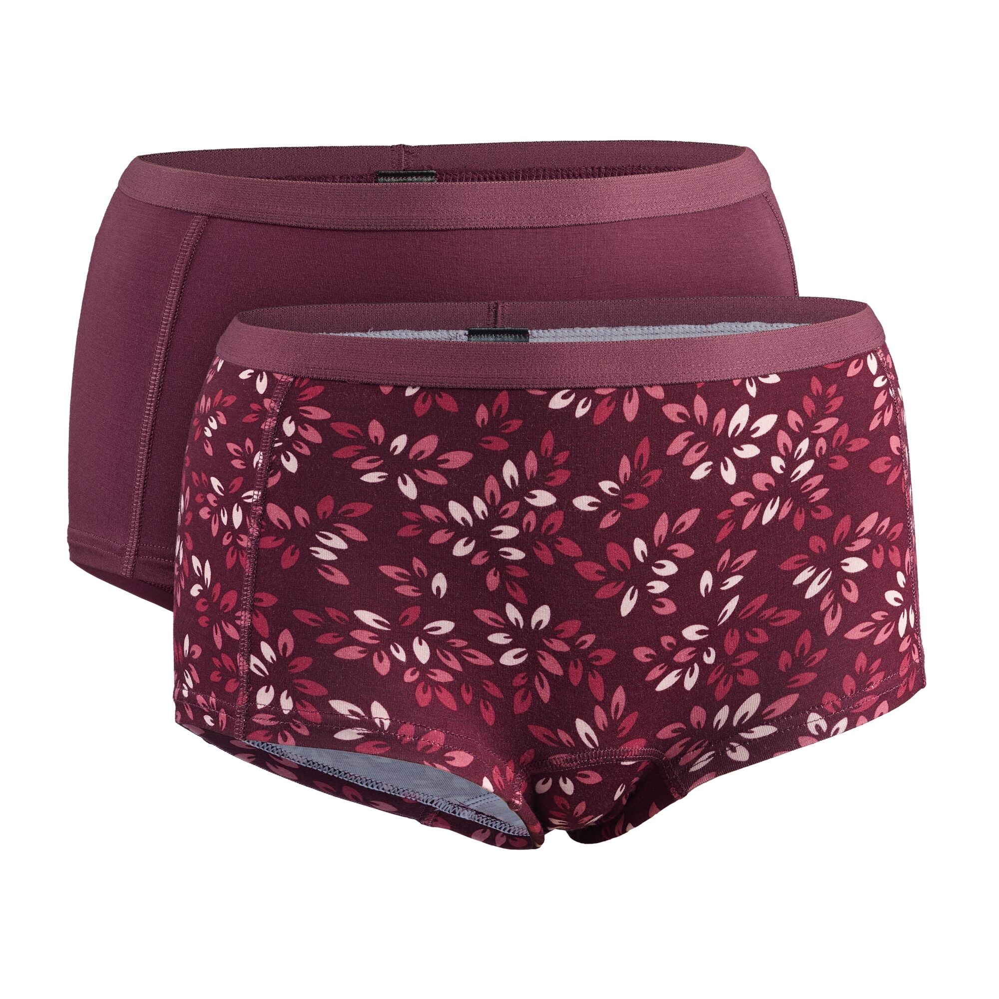 Damen Boxershorts Bambus 2er-Pack, Weinrot , L