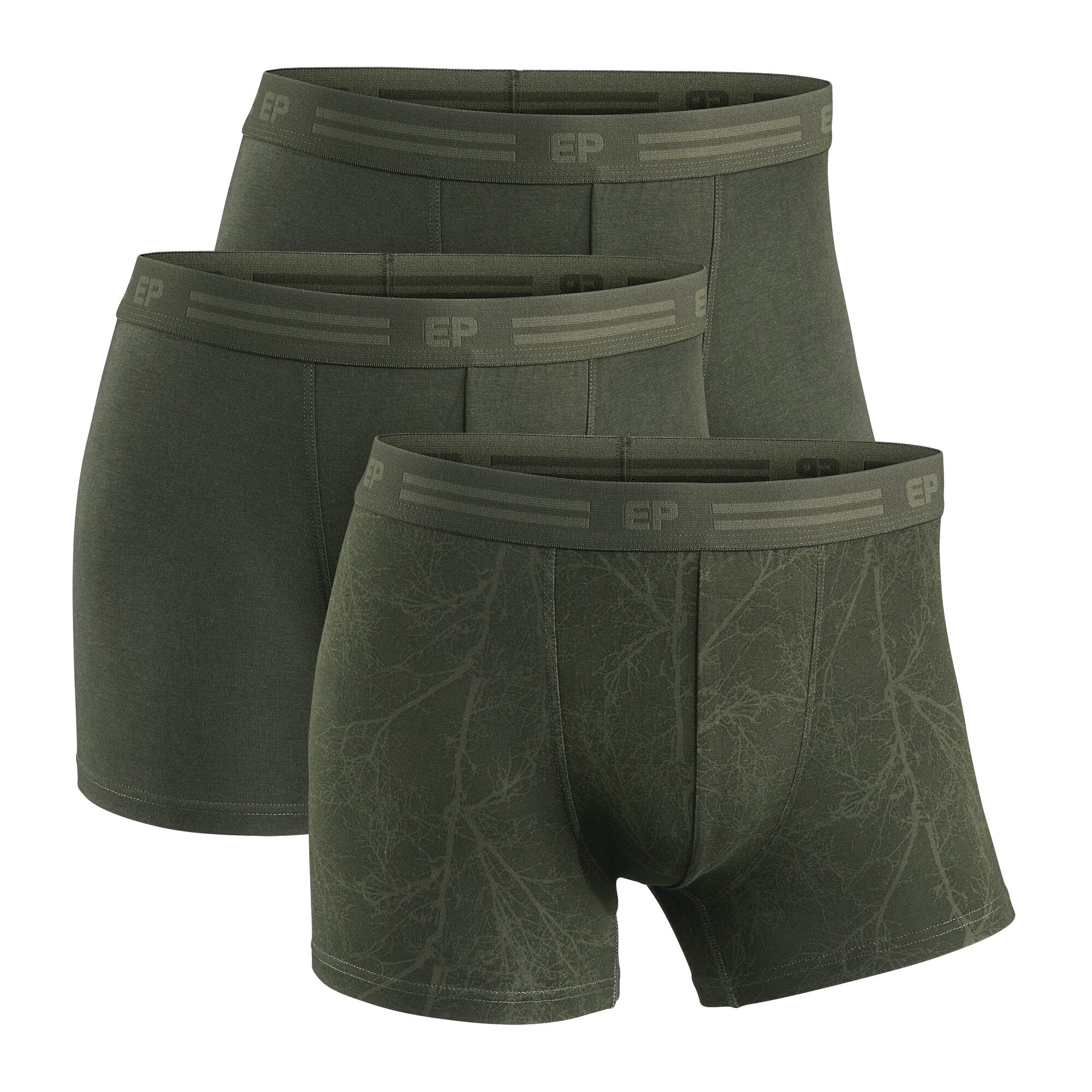 Herren Boxershorts Bambus 3er-Pack, Dunkelgrün, 5XL
