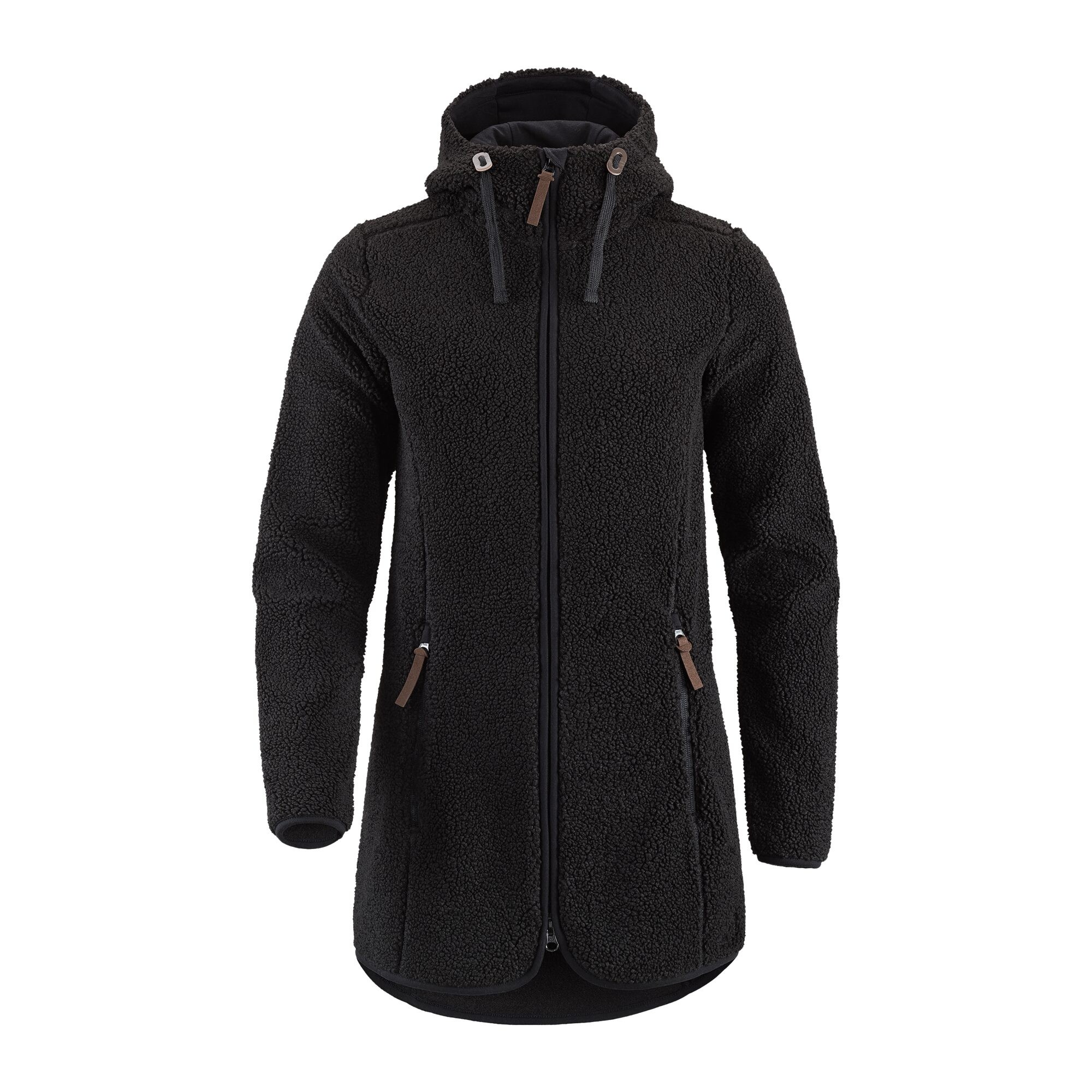 Damen Fleecemantel, Schwarz, 34/36