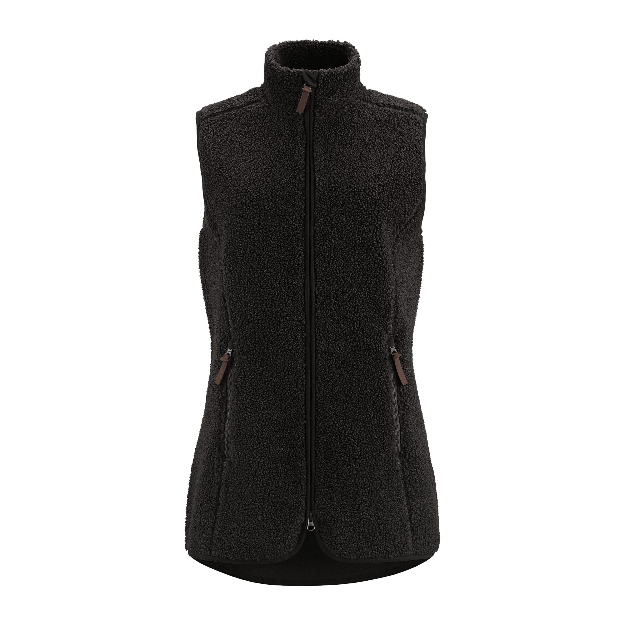 Damen Fleeceweste Lang, Schwarz, 34/36