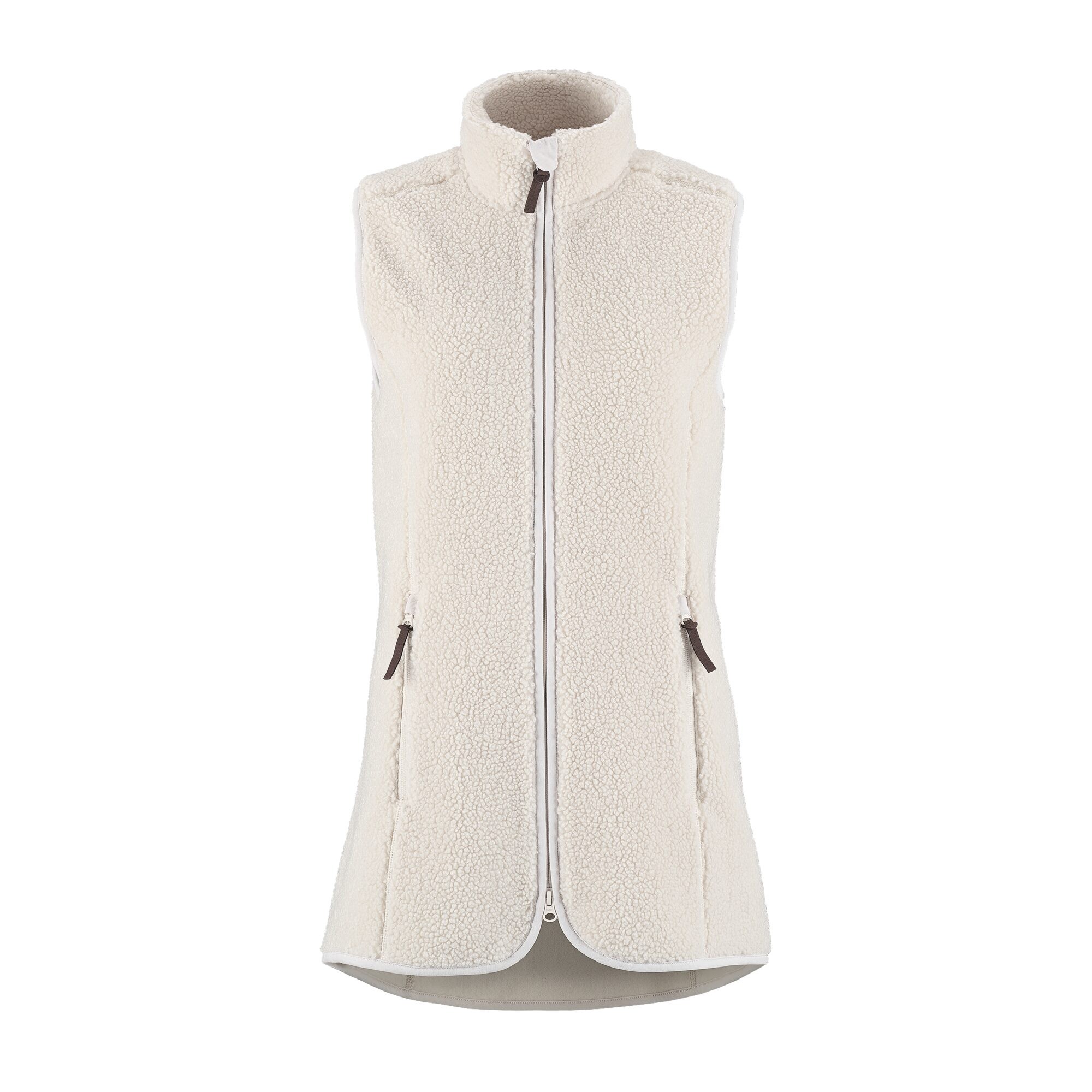 Damen Fleeceweste Lang, Offwhite, 34/36