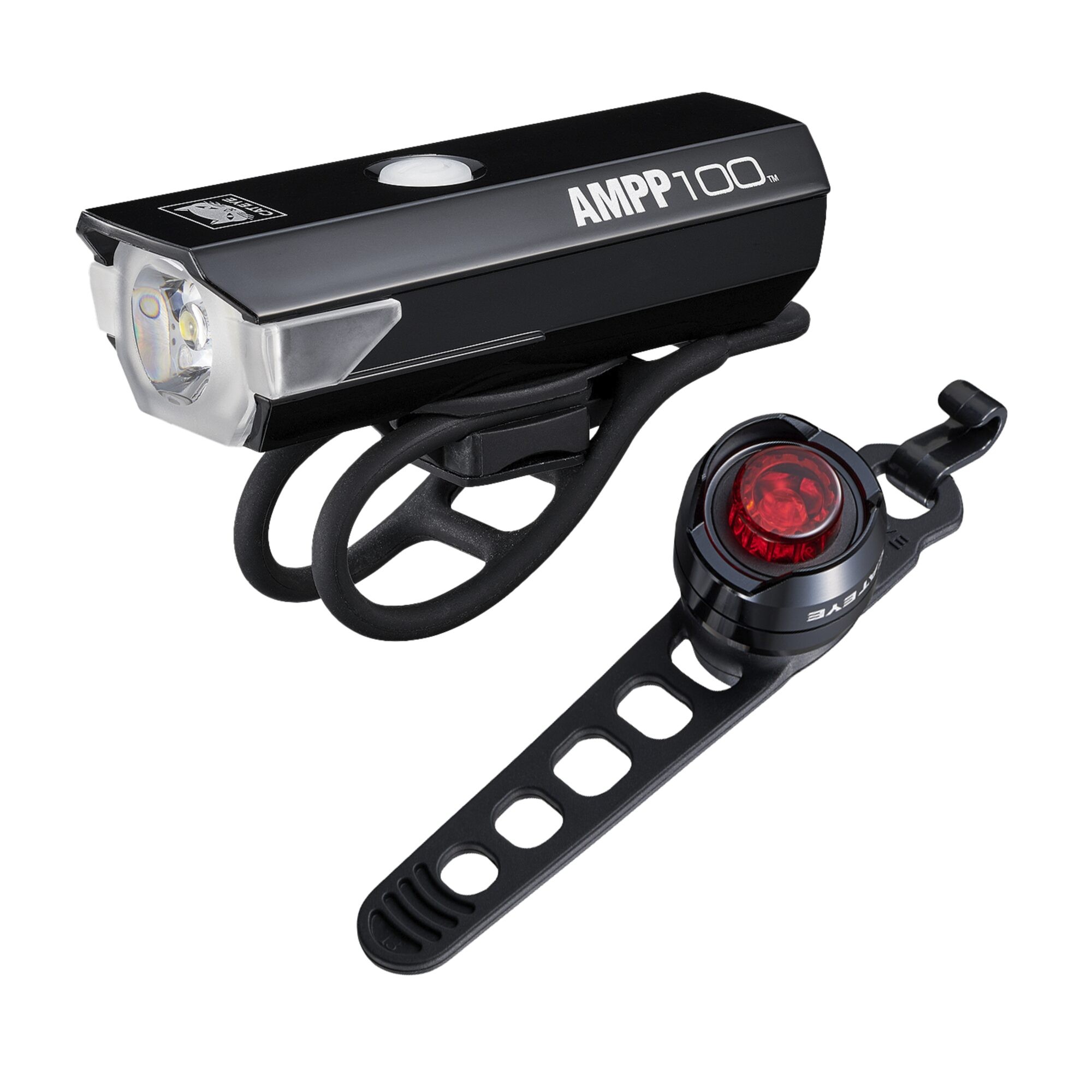 Cateye Lampset Ampp100 & Orb Rechargeable, Ingen farve