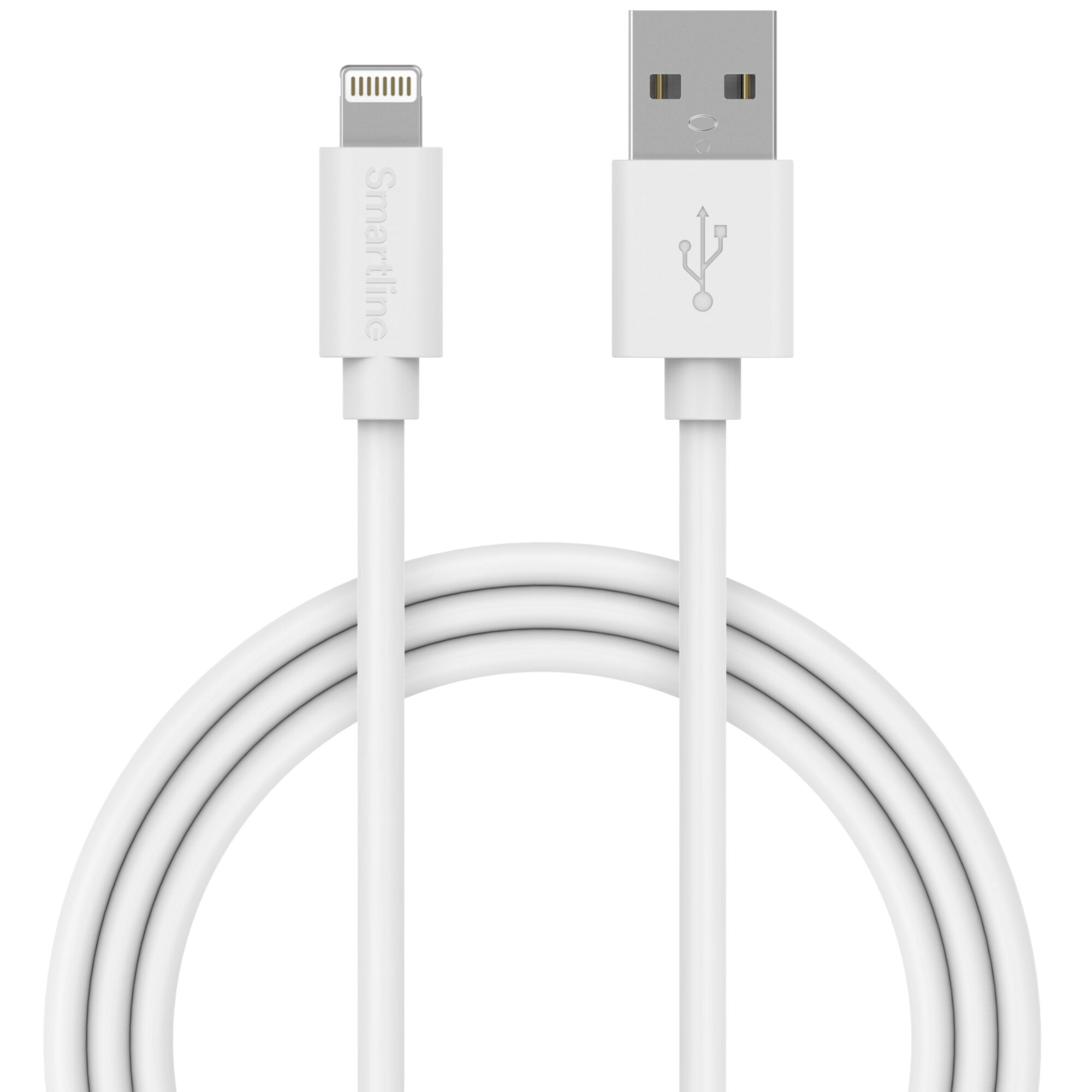 Smartline latauskaapeli USB-A - Lightning, 1m, valkoinen, Valkoinen