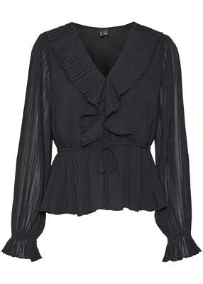 DORA L/S FRILL PLEAT TOP