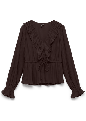 DORA L/S FRILL PLEAT TOP