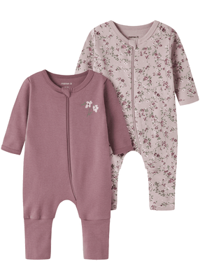 NBFNIGHTSUIT 2P ZIP FF VIOLETFLOWER NOOS